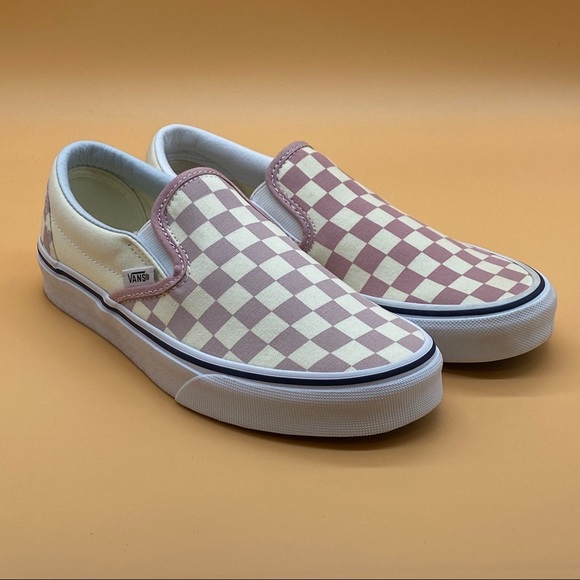 pastel pink checkered vans